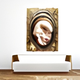 generated: a painting of the mona lisa on a white wall #6